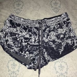Blue velvet shorts